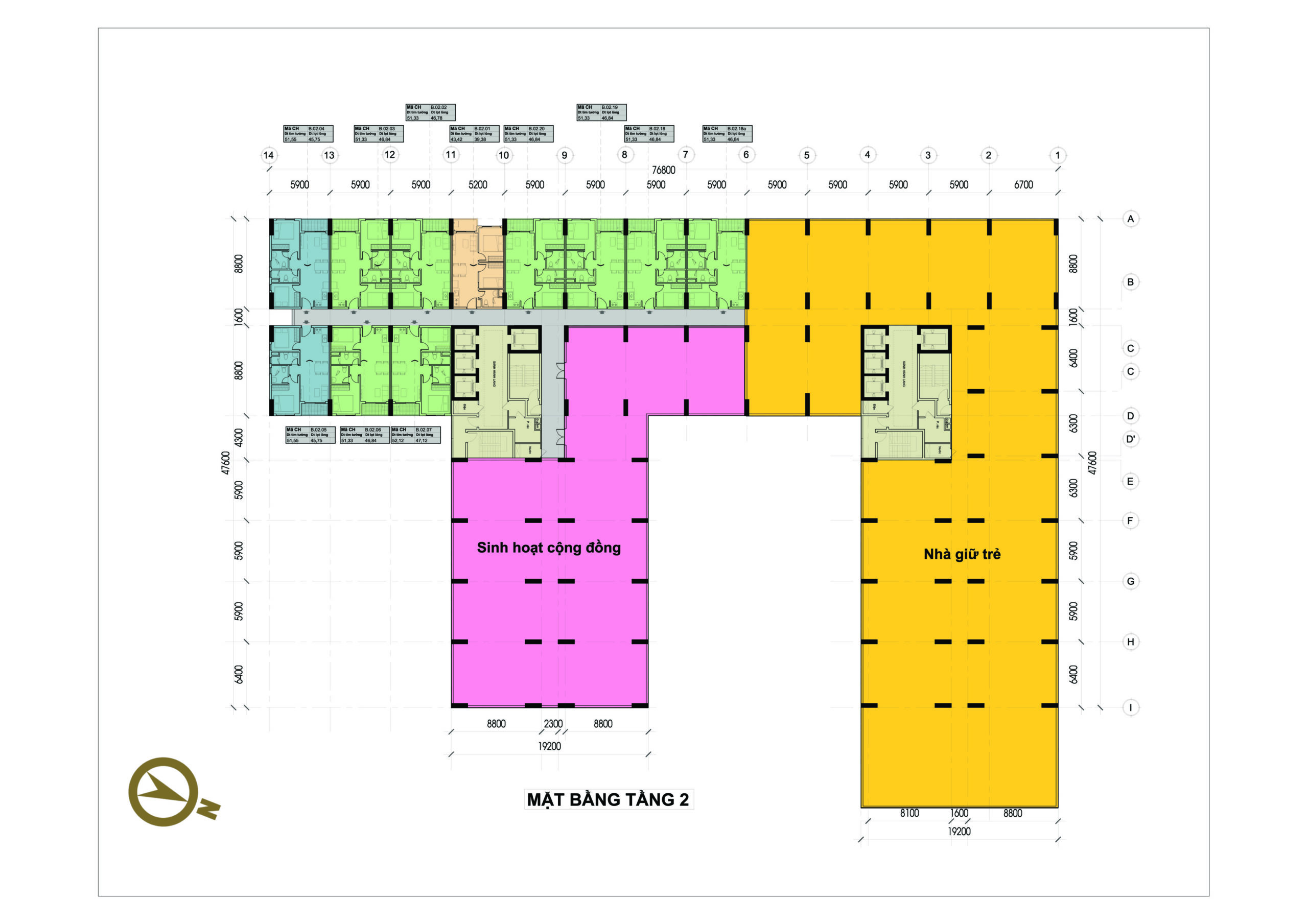 mặt bằng tầng 2 bcone green view